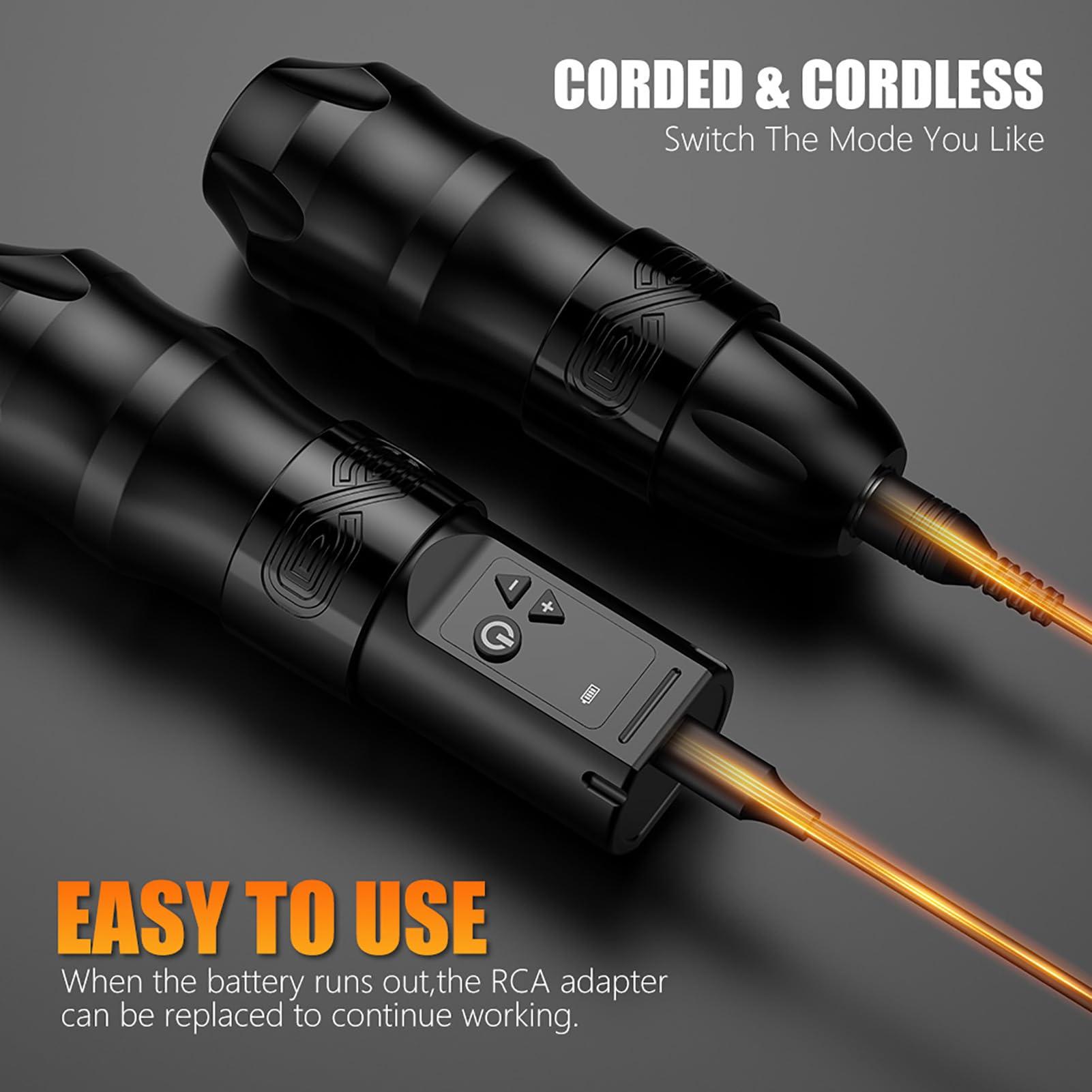 XNET Xnet Moteng Tattoo Gun - Rotary Tattoo Gun Kit, Complete Wireless Tattoo Machine Kits with 20Pcs X-RAY Mixed Size Cartridge Needles for Beginners, Black