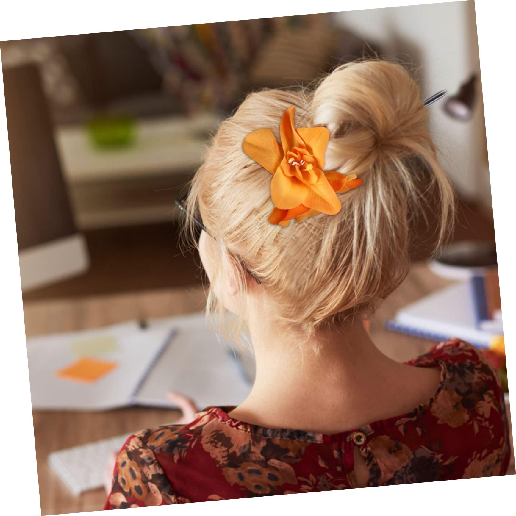 INOOMP INOOMP 5pcs Artificial Hair Clip Hawaiian Hibiscus Plumeria Hairpin Orchid Headdress Headwear Hawaii Hawaiian Plumeria Clips Bridal Wedding Party Beach for Woman Girl Lady