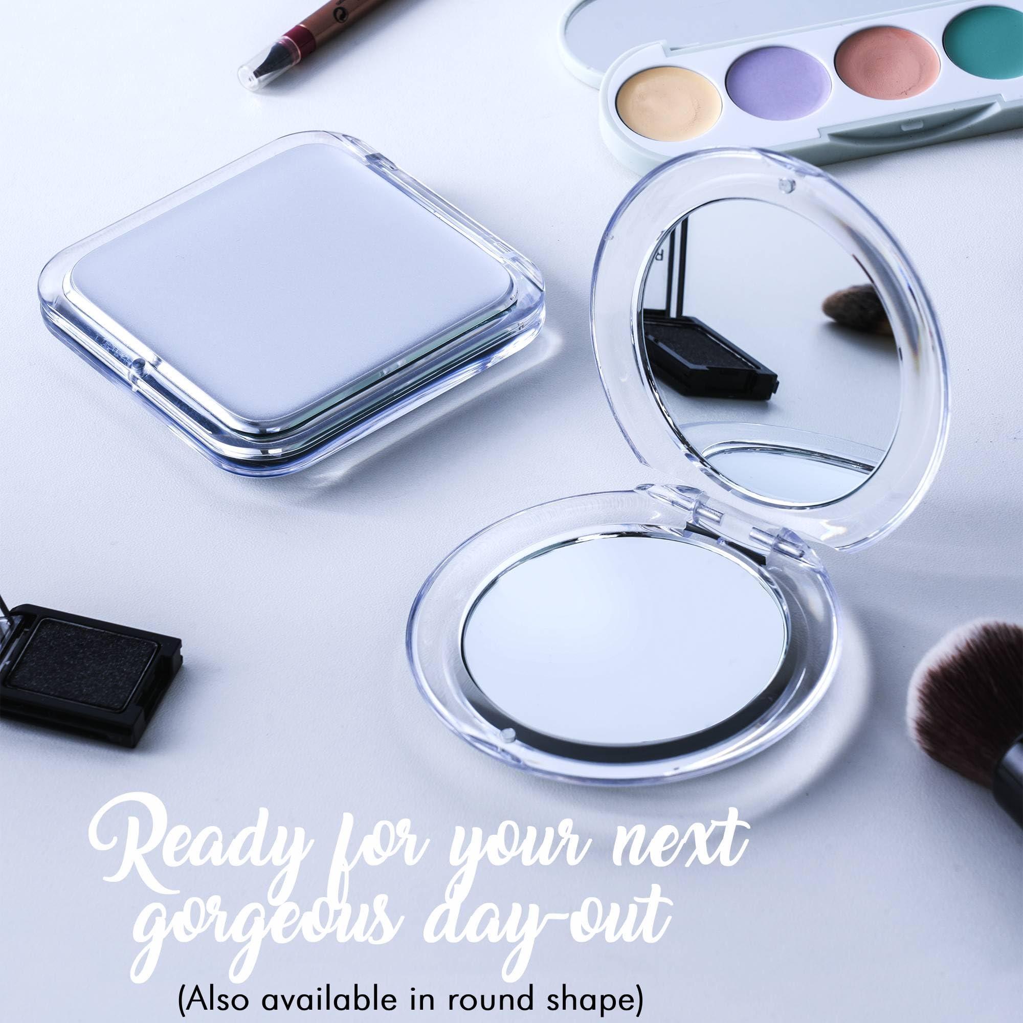 MIRRORVANA MIRRORVANA Small Travel Makeup Mirror with 12X and 1X Magnification - Compact, Pocket-Size, Handheld - Magnified Compact Mirror for Close Up Cosmetic Application and Tweezing - Square 3.3\" x 3.3\"