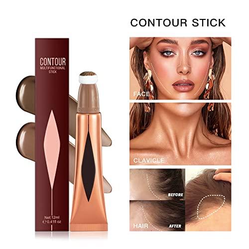 Spdoo Concealer Stick,Contour Stick Makeup Liquid Highlight and Contour Wand,Cream Contour Stick with Soft Cushion Applicator,Foundation Highlight Makeup Bronzer Stick for Face