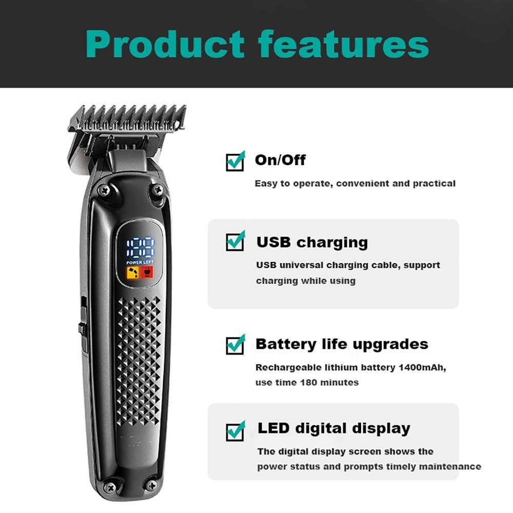 ADANTI ADANTI Hair Clippers for Men, Engraved Hair Trimmer LCD Digital Display Men\'s Special Hair Salon Electric Pusher 1400mAh Hair Clipper