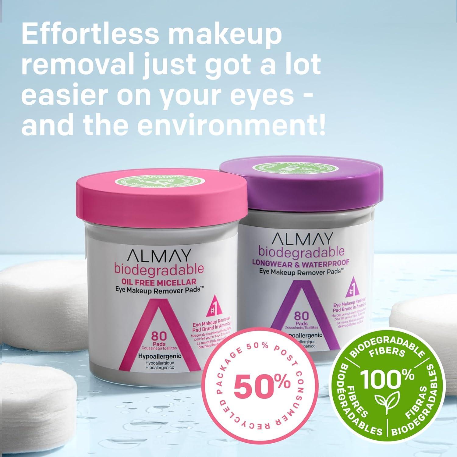 Almay Almay Longwear and Waterproof Eye Makeup Remover Pads, 80 Count (Pack of 4)