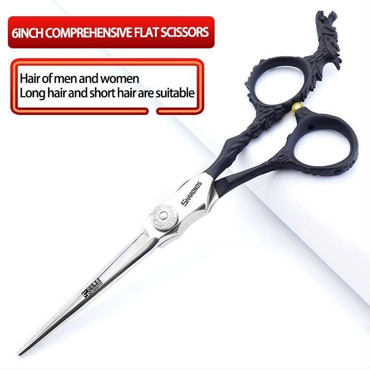 SHARONDS Silver/black barber scissors, high hardness sharp professional hairdresser scissors 6 inch salon hairdresser scissors. (4pc-B)