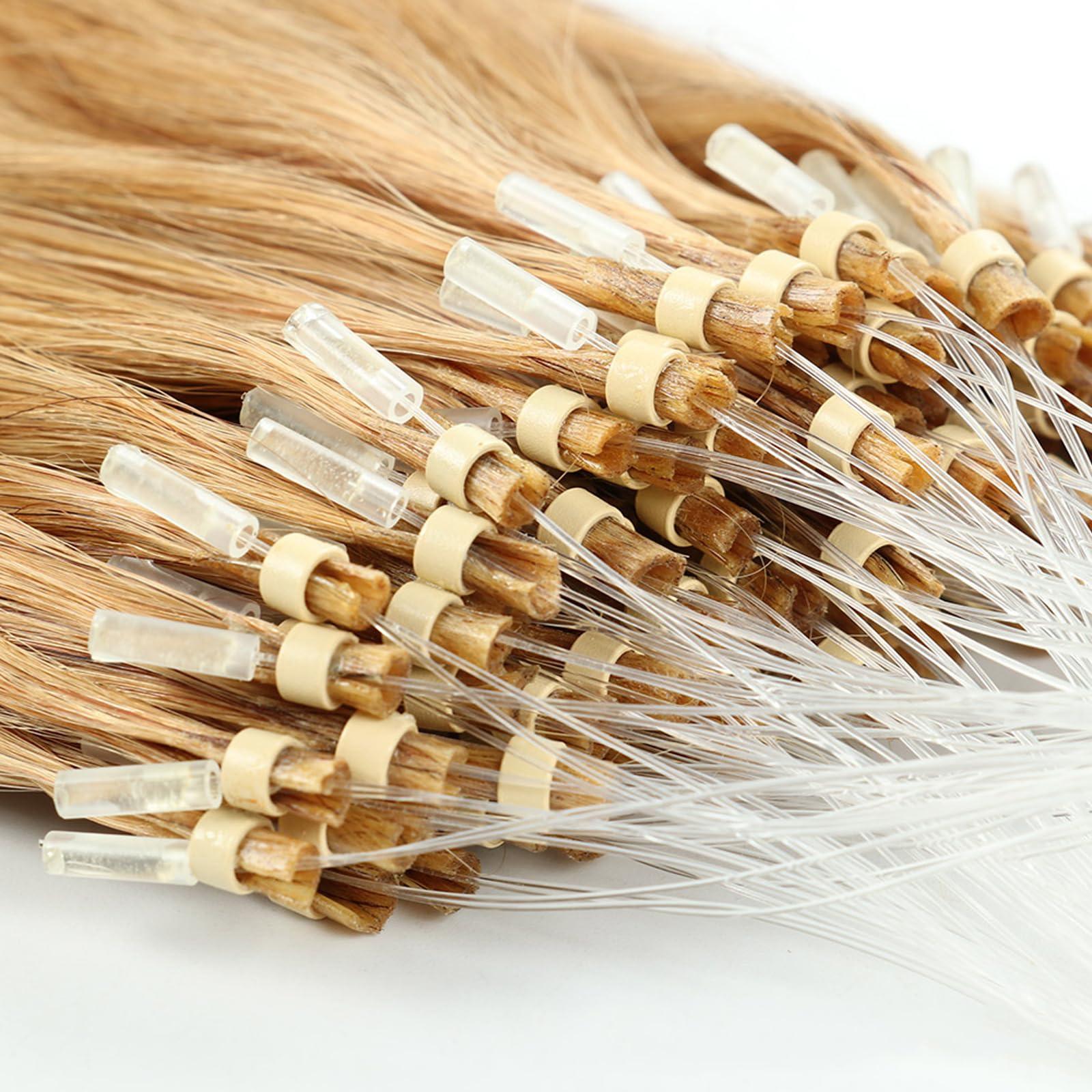 RIBONI Micro Links Human Hair Extensions Strawberry Blonde Micro Loop Hair Extensions Micro Ring Remy Hair Extensions 18Inch 100Strands Cold Fusion Extensions for Women