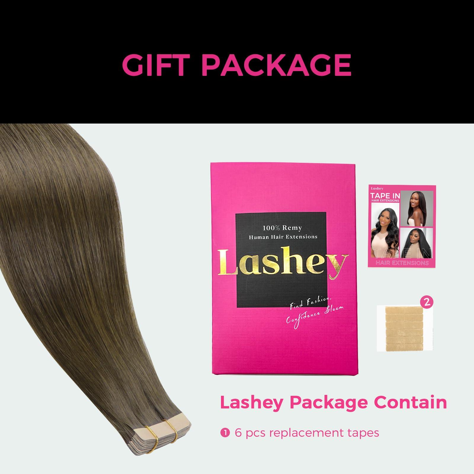 Lashey Lashey Tape in Hair Extensions Human Hair 50g 20pcs 16 Inch Chocolate Brown Tape in Extensions with Double-Side Tape Straight Invisible Tape in Hair Extensions for Women