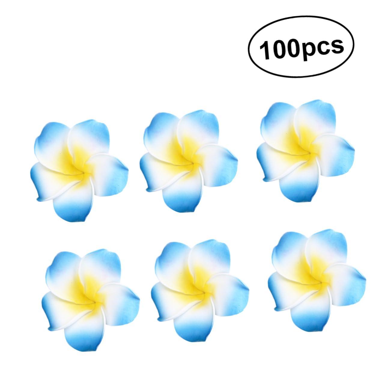 Ciieeo Ciieeo Set of 100 6cm Plumeria Fake Flowers Wedding Decorations Party Supplies Foam Hair Clip