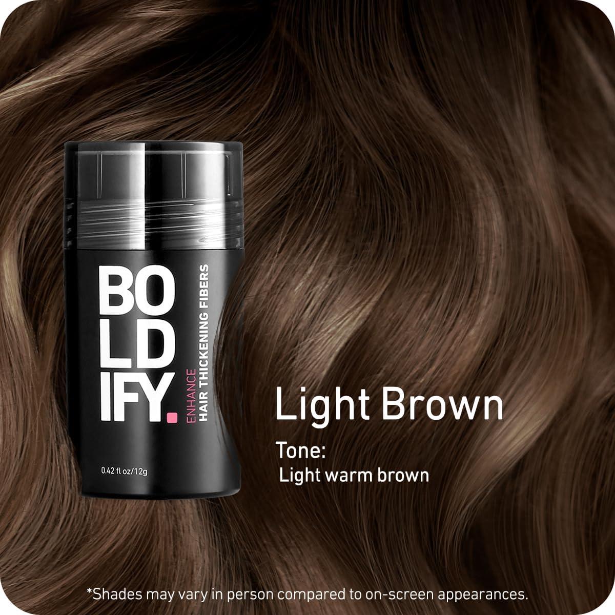Boldify BOLDIFY Hair Fibers (12g) - Fill In Thinning and Fine Hair for an Instantly Fuller, Thicker Look - 14 Shades for Women & Men - Light Brown