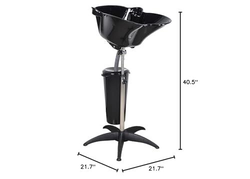 WANLECY WANLECY Portable Shampoo Bowls with Drain Hose and 10L Bucket, Height and Angle Adjustable Hair Washing Sink for Salon, Barber Shop and Home (Black)