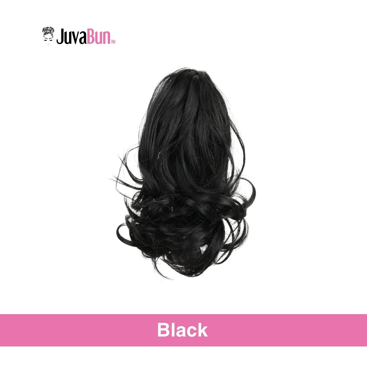 Juvabun JUVABUN Claw Clip Wavy Ponytail Extension 10&quot; -Black | Hair Extension Clips | Synthetic Ponytail Extension | Wavy Hair Extensions | Washable Realistic And Synthetic | Black