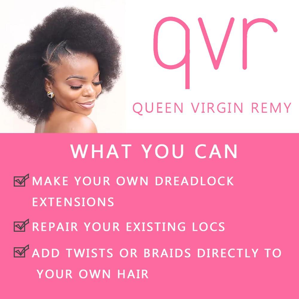 QUEEN VIRGIN REMY QUEEN VIRGIN REMY QVR Afro Kinkys Bulk Human Hair for Dreadlock Extensions Repair Locs, Twist Braiding Afro Kinky Human Hair for Locs 1 Pack 50 Gram, 14 Inch, HONEY BLONDE