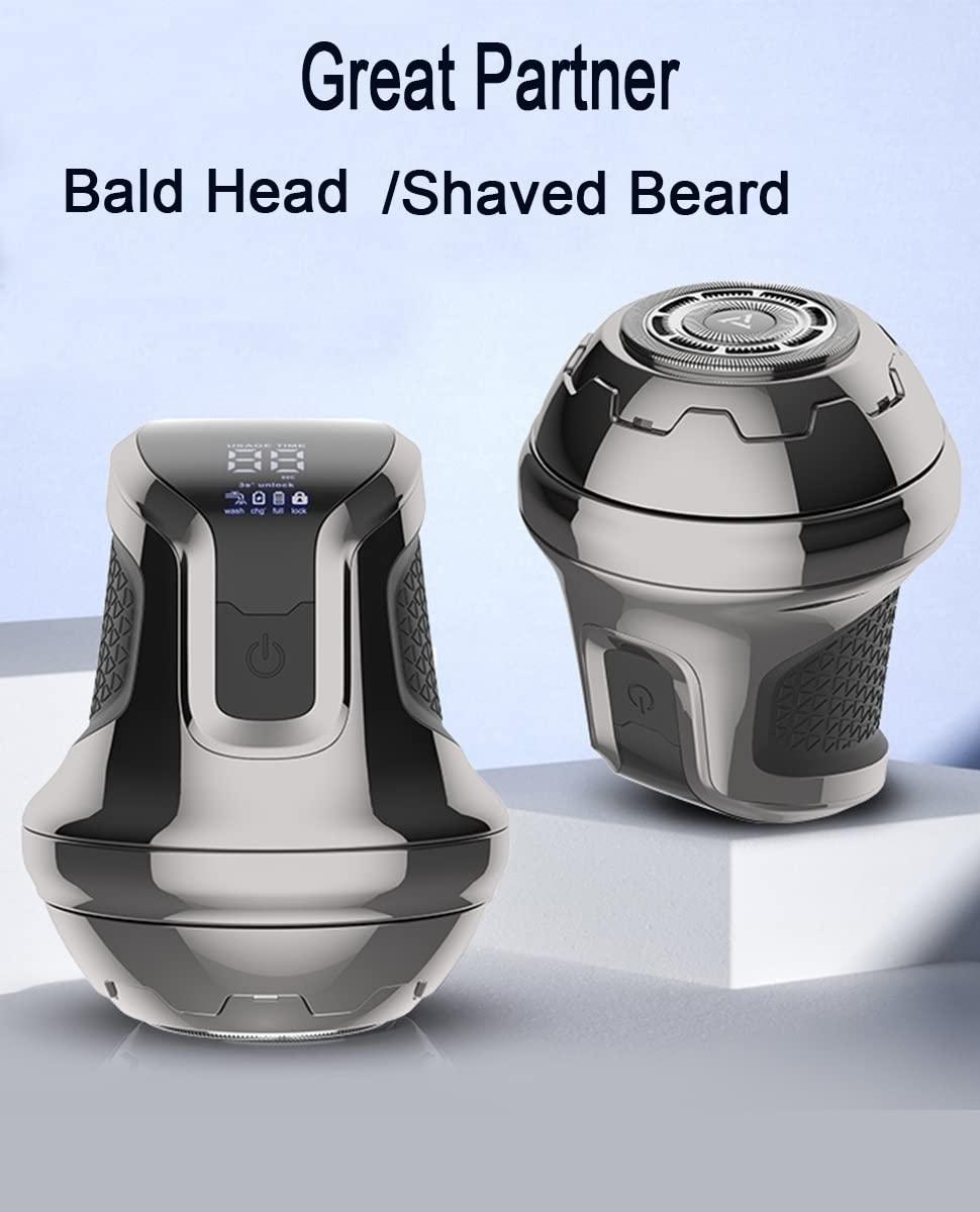 Ciyada Ciyada UFO Head Shavers for Bald Men, Mens Electric Bald Head Shaver Razors, Wet&Dry Cordless Rotary Face Hair Trimmer, Waterproof,Gold