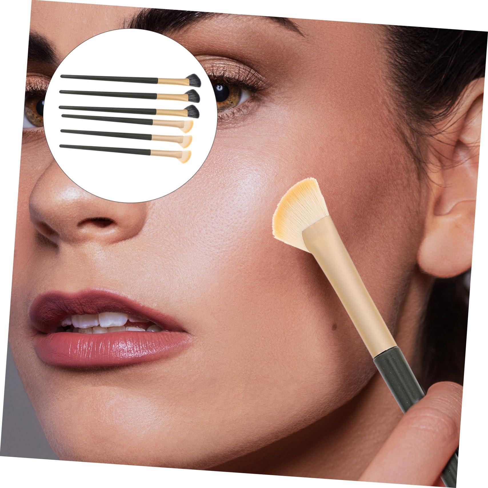 Beavorty Beavorty 6 Pcs Eye Brush Cosmetics Makeup Remover Scrubber Makeup Brush Holder Brow Gel Eyeliner Eyelash Curler Neutral Eyeshadow Palette Applicator Brush Lip Gloss Eye Shadow Brush Wood