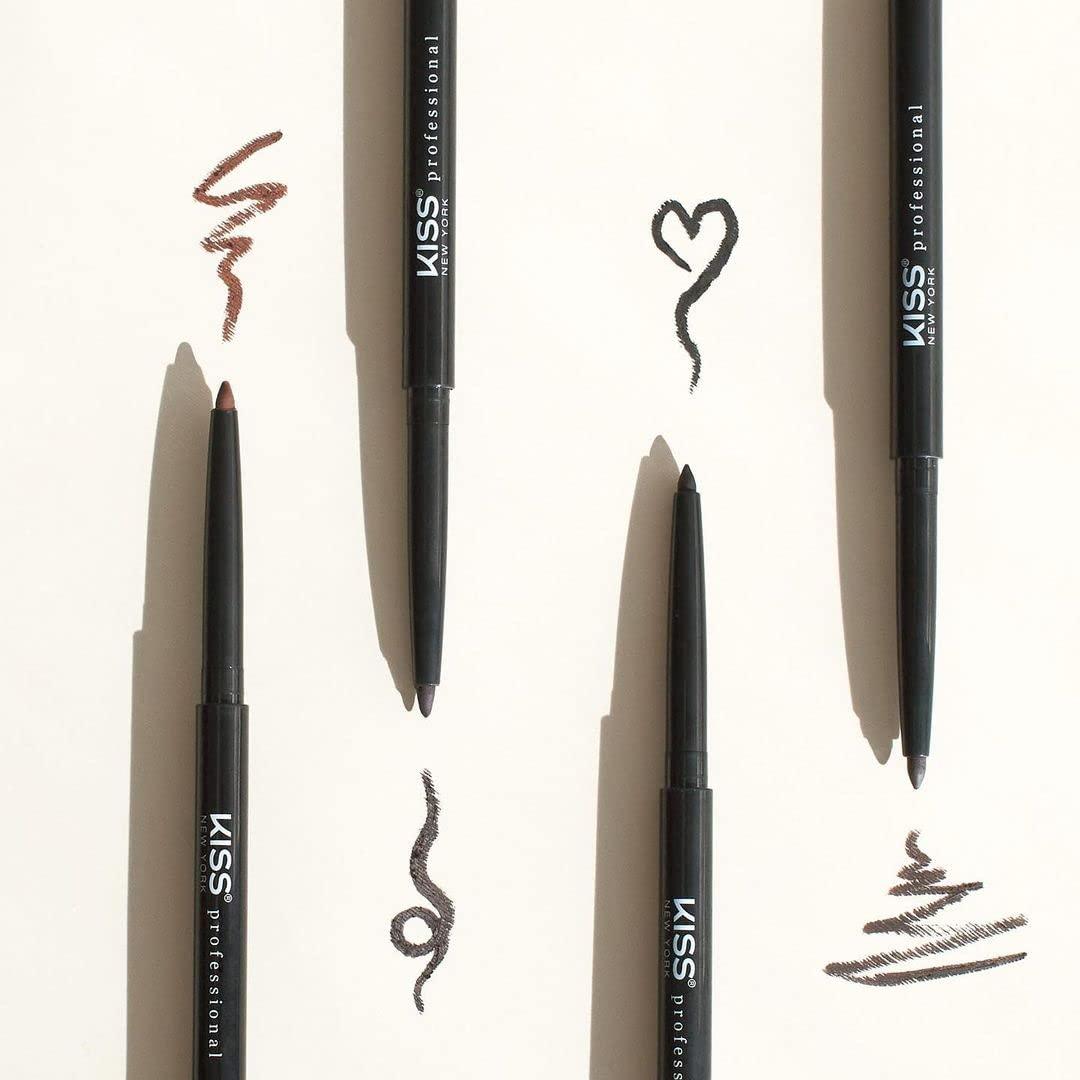 kiss new york KISS NEW YORK Pro Intense Gel Eyeliner with Built-in Sharpener, Waterproof, Smudge-proof, Long Lasting Gel Eyeliner Pencil (Black Brown)