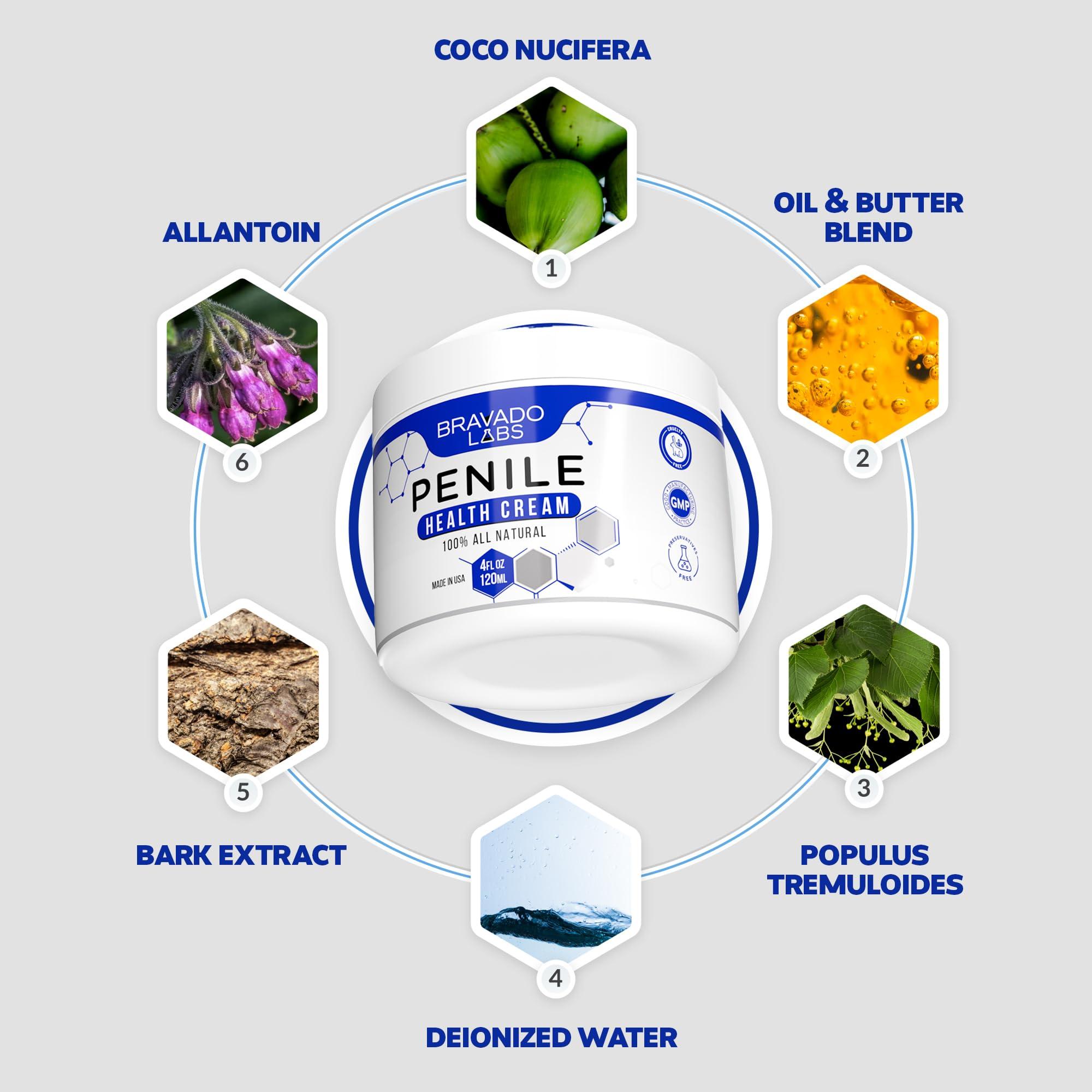 Bravado Labs Bravado Labs Premium Penile Health Creme - 100% Natural Cream Lotion for Men's Intimate Health - Redness, Dryness, Anti-Chafing Relief Moisturizer - 4 oz