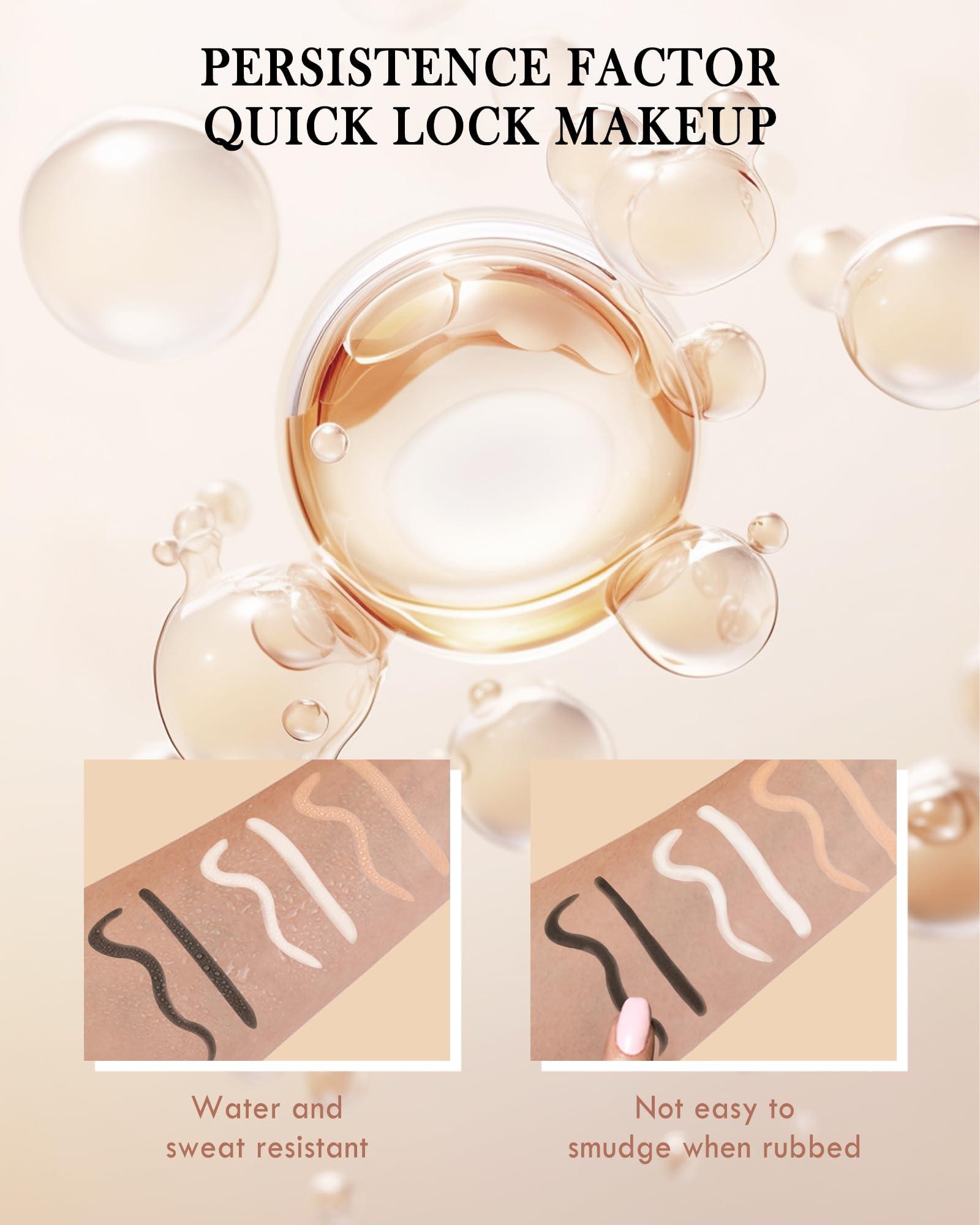LYSdefeu Nude Beige & Black Water Line Gel Eyeliner Pencil-2Pcs Waterproof Smudge-Proof Cream Eye Liner Waterline Pen, Smooth Easy-to-Sharpen Pencil with Sharpener, Longlasting Eye Makeup Gift for Older Women