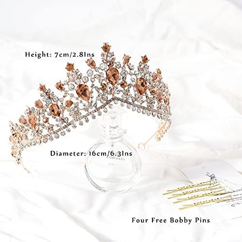 Fdesigner Fdesigner Baroque Wedding Crown and Tiaras Crystal Bride Tiaras Queen Bridal Crowns Pageant Headpieces for Women and Girls