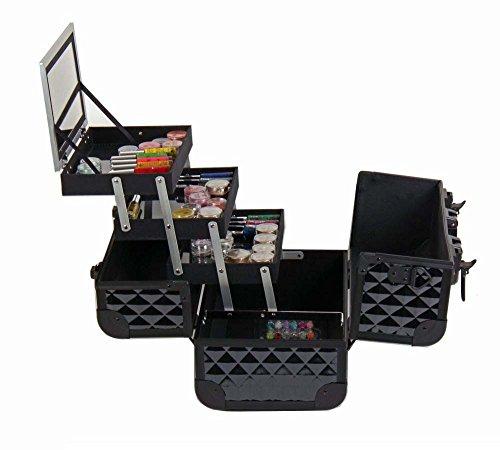 SHANY SHANY Premier Fantasy Professional Makeup Train Case Cosmetic Box Portable Make up Case Organizer Jewelry storage with Locks, 3 Trays, Makeup Brush Holder and Cosmetics Mirror - Black Diamond