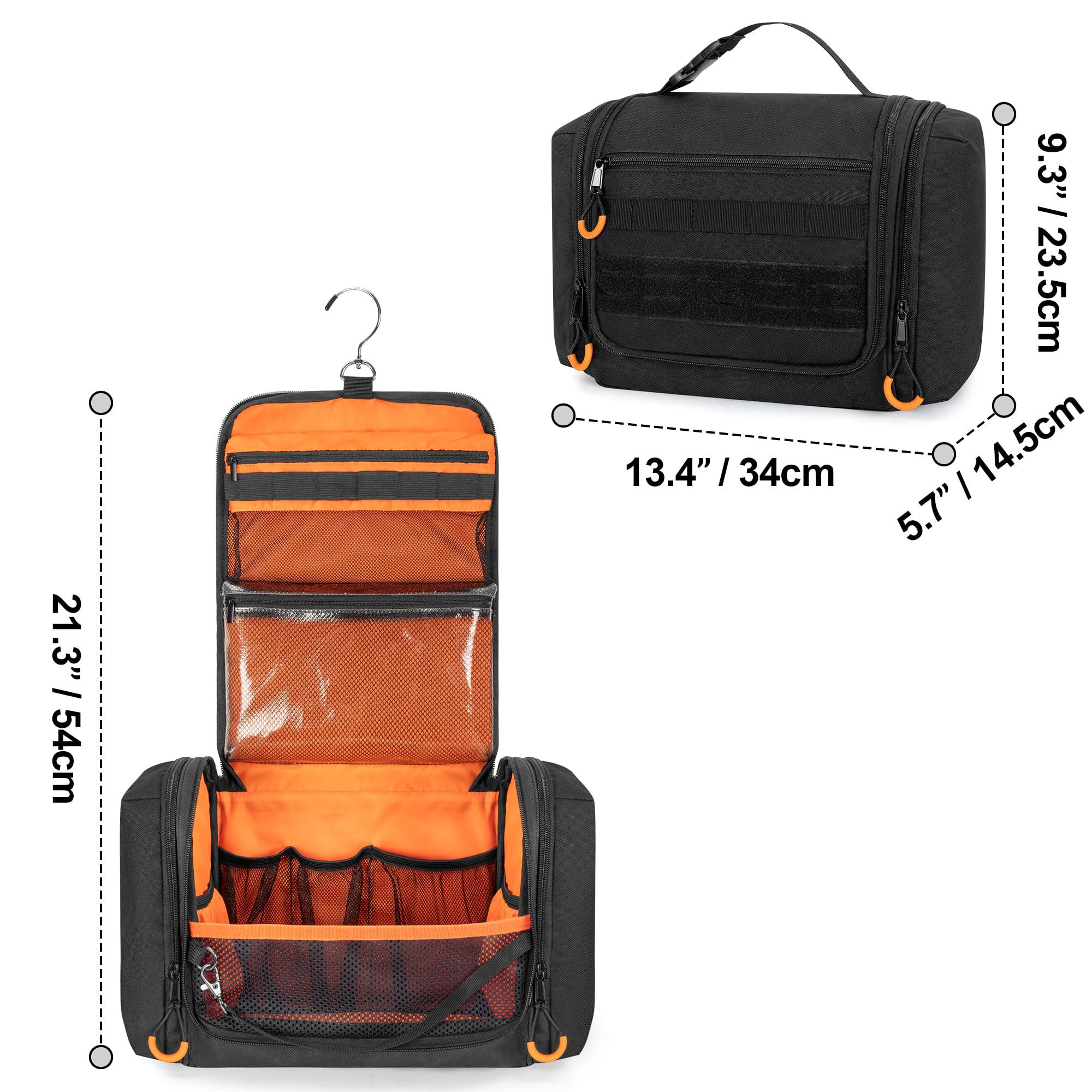 Prokva Prokva Tactical Toiletry Travel Bag for Men, Hanging Dopp Kit Hygiene Bag Shower Organizer with Hook for Toiletries and Shaving Care, Black (Empty Bag)