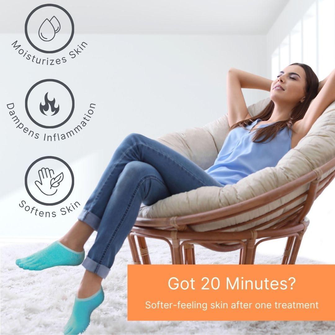 NatraCure NatraCure 5-Toe Gel Lined Foot Moisturizing Socks Aloe & Shea Infused Fuzzy Hydrating Socks for Women & Men - Soft Feet Moisturizer Spa & Pedicure Socks for Dry Cracked Heels, Calluses - Large