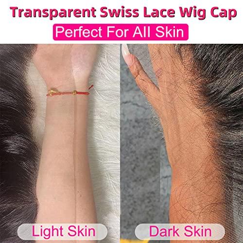 Lunarie 13x4 Lace Front Wig Cap for Making Wigs with Adjustable Straps Breathable Transparent Swiss Lace Medium Size Glueless Weaving Cap Wig Base for Ventilating or Knotting