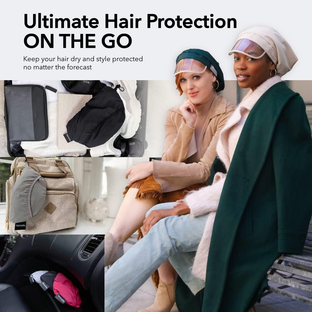 Hairbrella Hairbrella 100% Waterproof Rain Hat, Satin-Lined Cap, UV Sun Protection, Full Hair Coverage, Packable Travel Accessory Cranberry