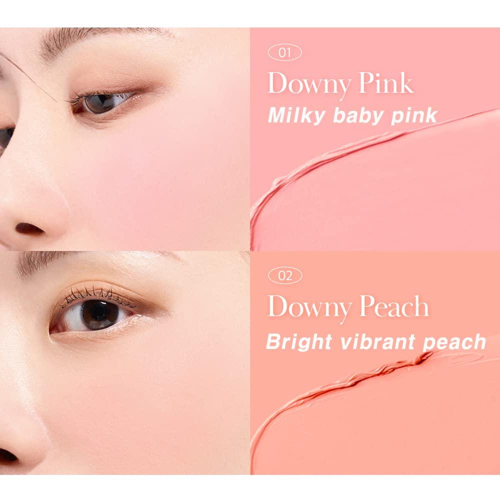BBI@ BBIA BBIA Ready To Wear Downy Cheek Cream Blush 2P Set (08 DOWNY ROSY + 02 DOWNY PEACH) / Blendable and Lightweight Cheek Makeup, Highly Pigmented with Long Wearing Formula