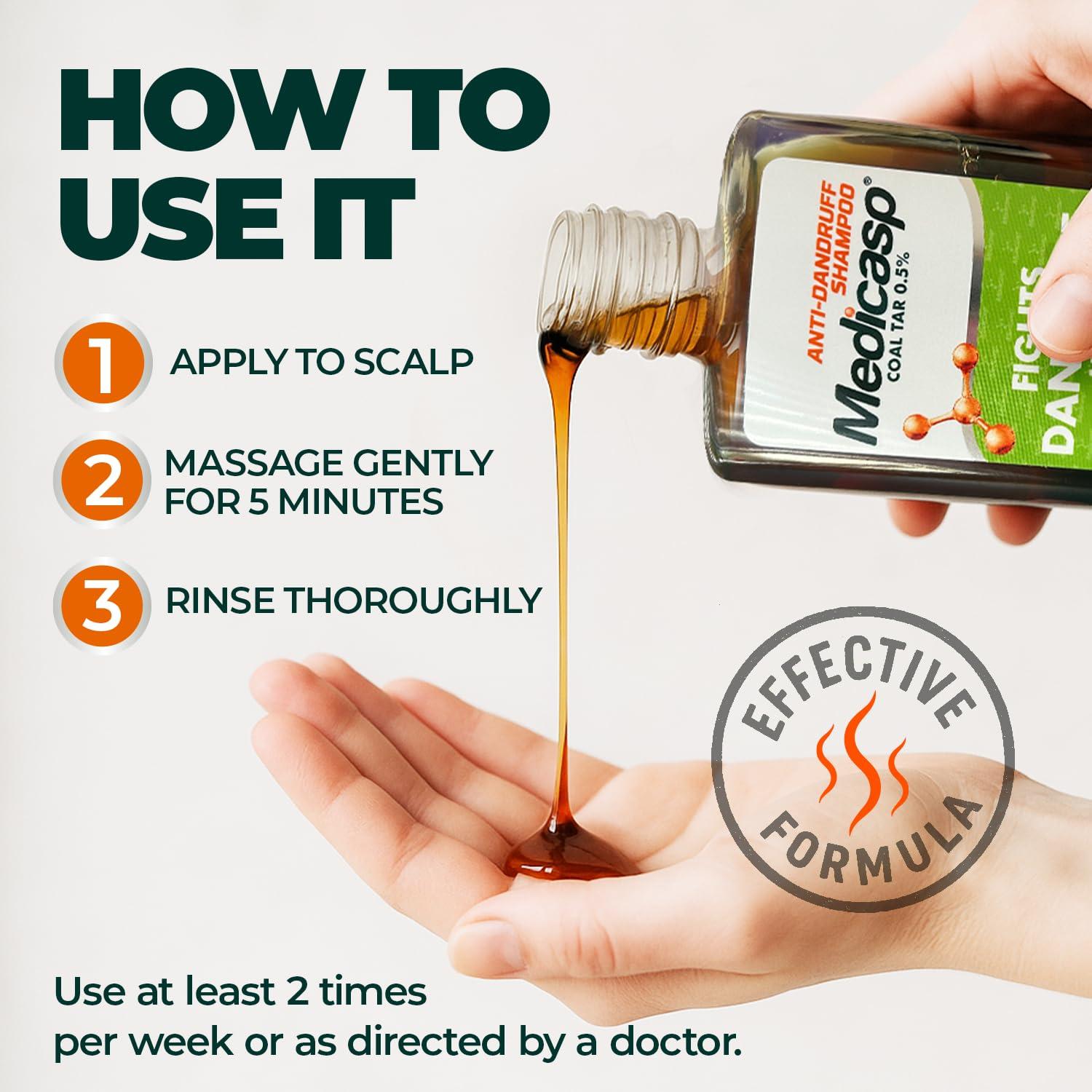 Medicasp Medicasp Coal Tar Gel Anti Dandruff Shampoo, Treats Seborrheic Dermatitis & Psoriasis, Formulated for Dry, Flaky & Itchy Scalp Treatment, for Women & Men, 6 Ounce (Pack of 2)