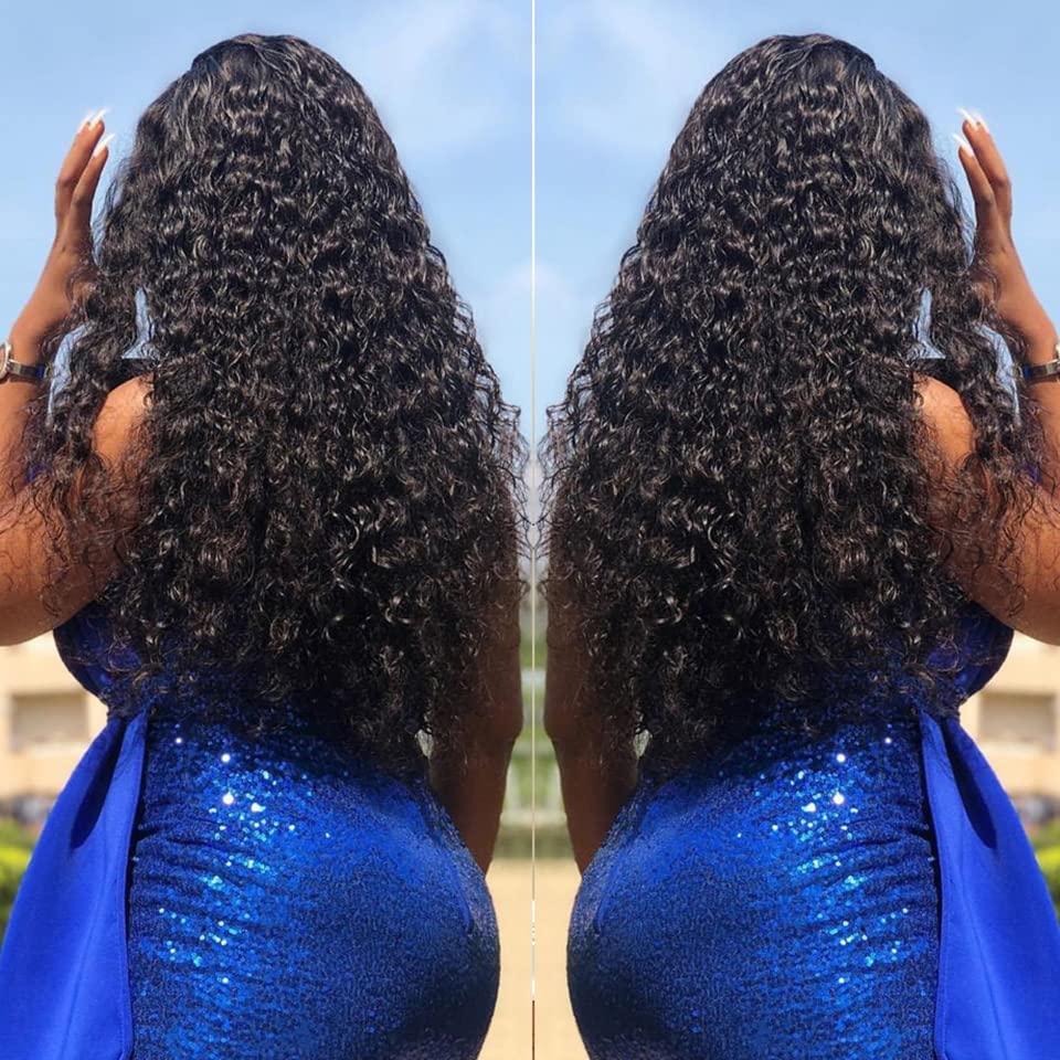 Generic Deep Loose Wave Frontal Wig Transparent Lace Front Human Hair Wigs For Women Remy Curly Lace Wigs (24 inch)