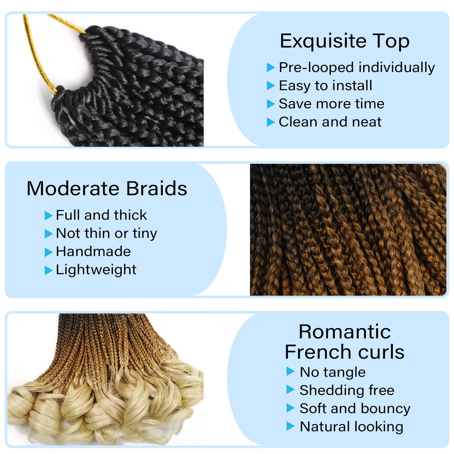 kaluli Crochet Hair for Women French Curl Braiding Hair 14 Inch Goddess Box Braids Crochet Hair Crochet Braids with Curly Ends Pre Looped Curly Crochet Hair Spiral Curls Hair Extensions(7 Packs,1B/27/613)