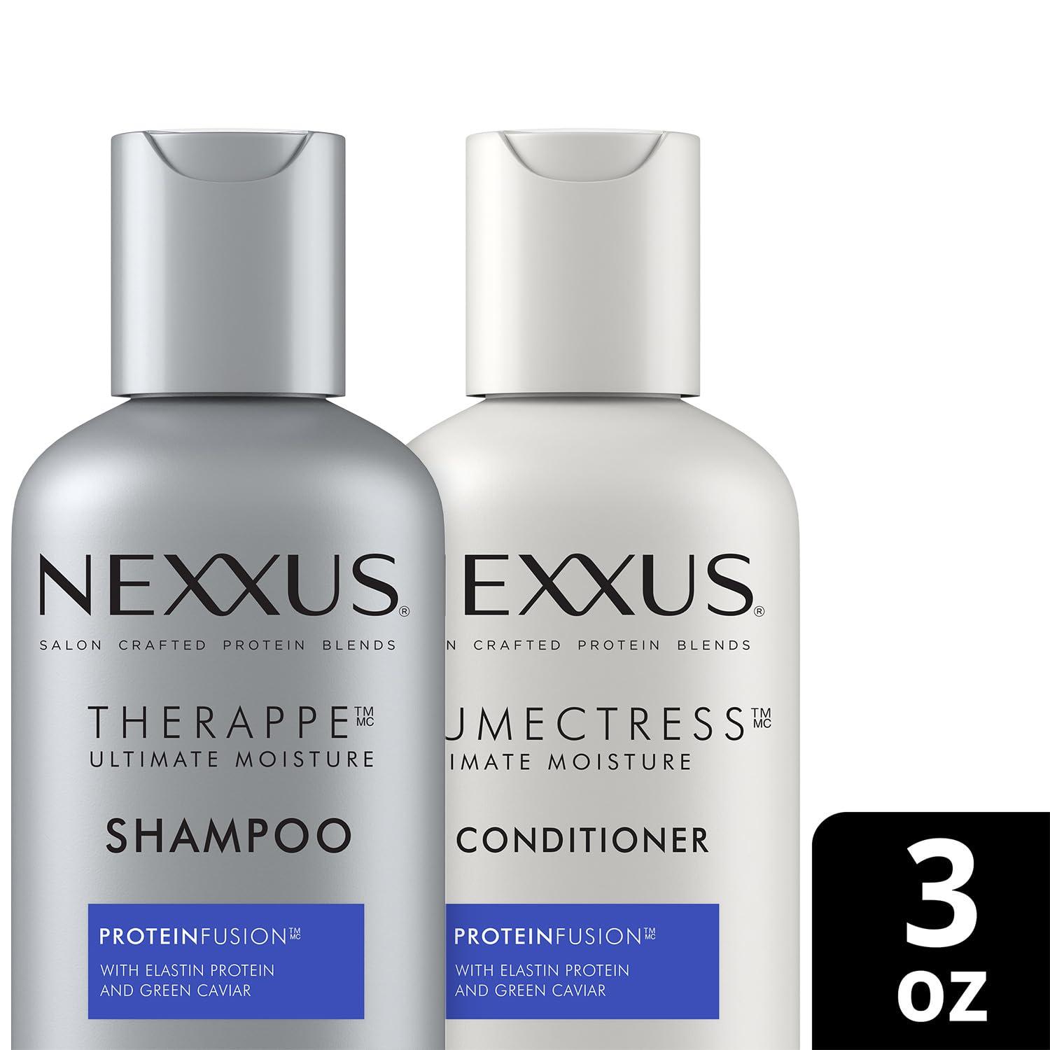 Nexxus Nexxus Therappe Shampoo and Humectress Conditioner, Travel-Size Ultimate Moisture for Dry Hair with Elastin Protein and Green Caviar, 3 Oz Ea