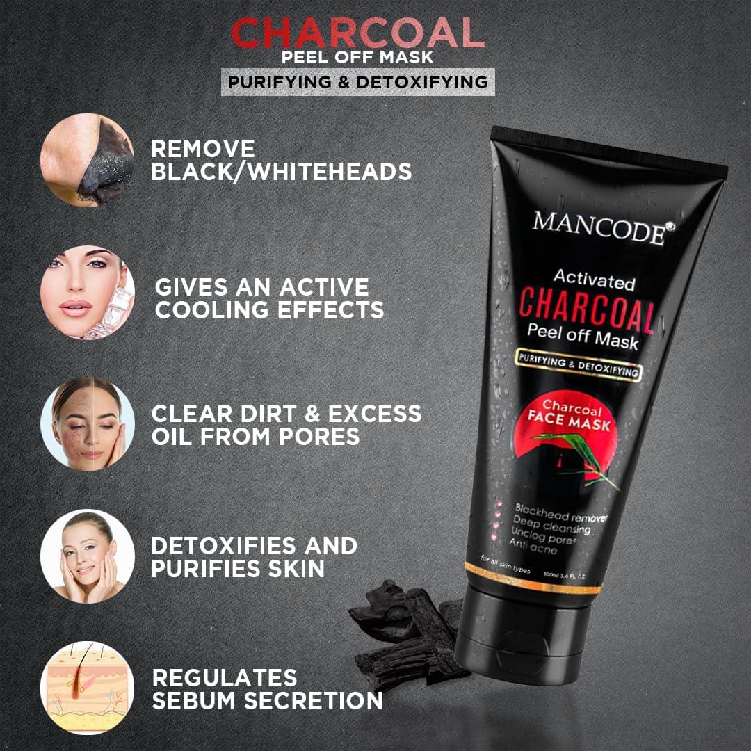 Generic Man-code Activated Charcoal Peel Off Mask For Men, Charcoal Peel Off Mask For Women, Face Mask For Men, Charcoal Face Mask, Active Cooling Effect, Deep Skin Purifying Cleansing (100 ml)