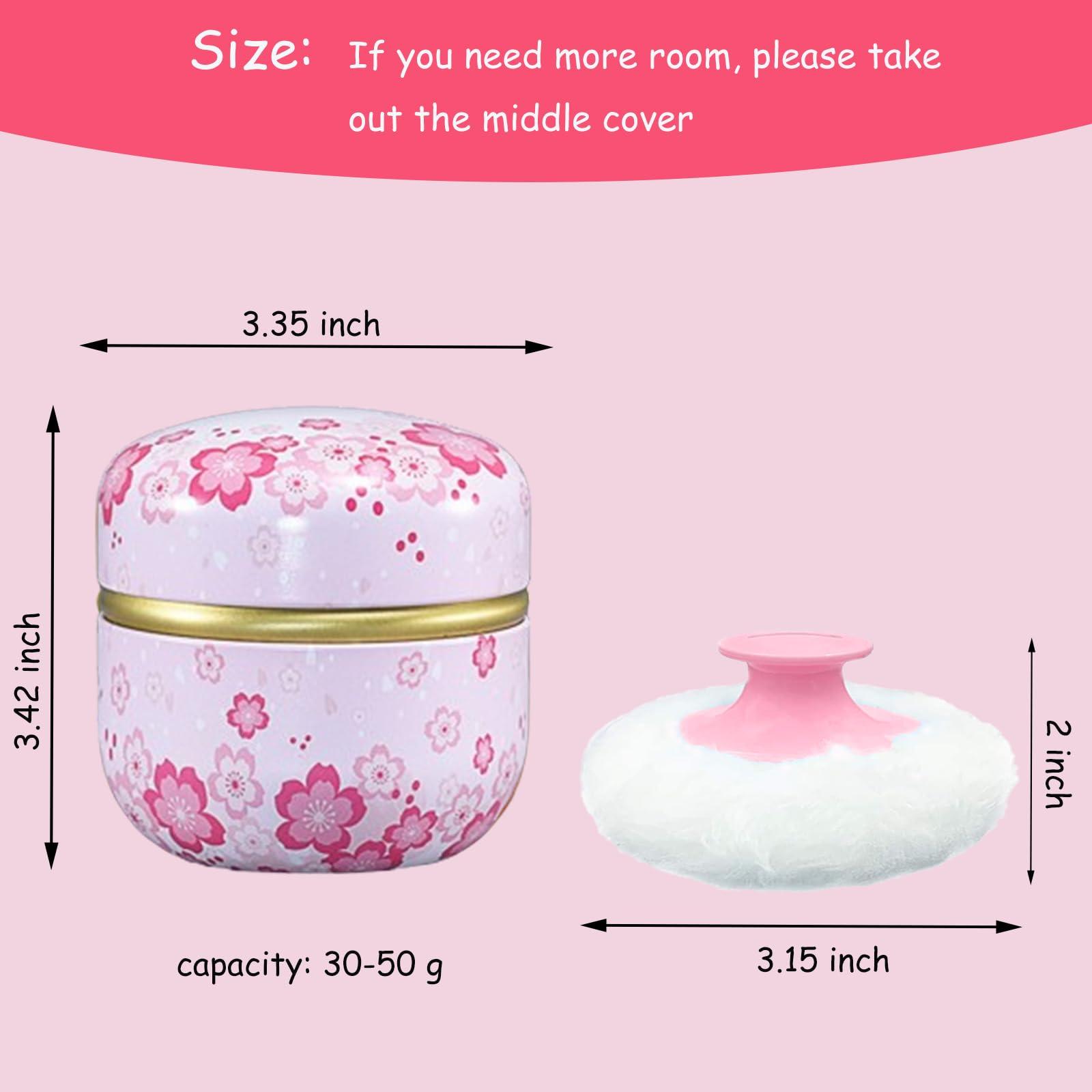 Qopoto Qopoto Body Powder Puff and Container for Dusting Powder, Women Powder Puff and Powder Case for Bath and Travel (Light Pink)