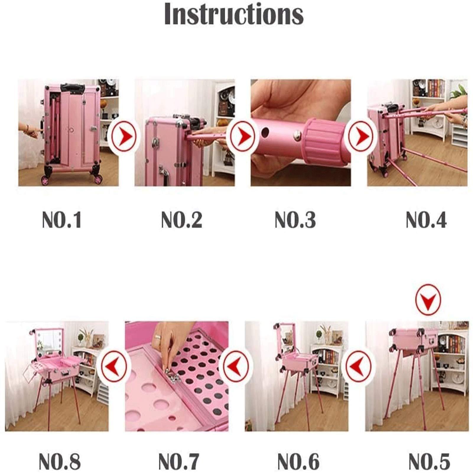 N \ A N A Makeup Trolley BoxPortable Beauty Cosmetic Organizer Box with 6 Lights Trolley Artist Rolling Studio Makeup Case Table Station Professional Artist Trolley Speaker & Code Lock & Full Screen