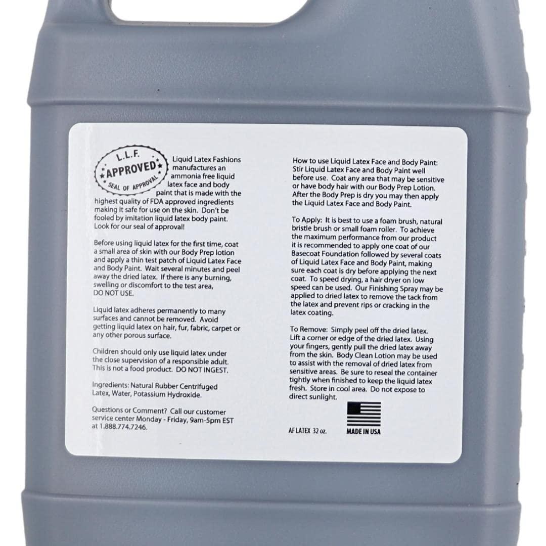 Liquid Latex Fashions Black 32 Oz - Liquid Latex Body Paint, Ammonia Free No Odor, Easy On and Off, Cosplay Makeup, Creates Professional Monster, Zombie Arts
