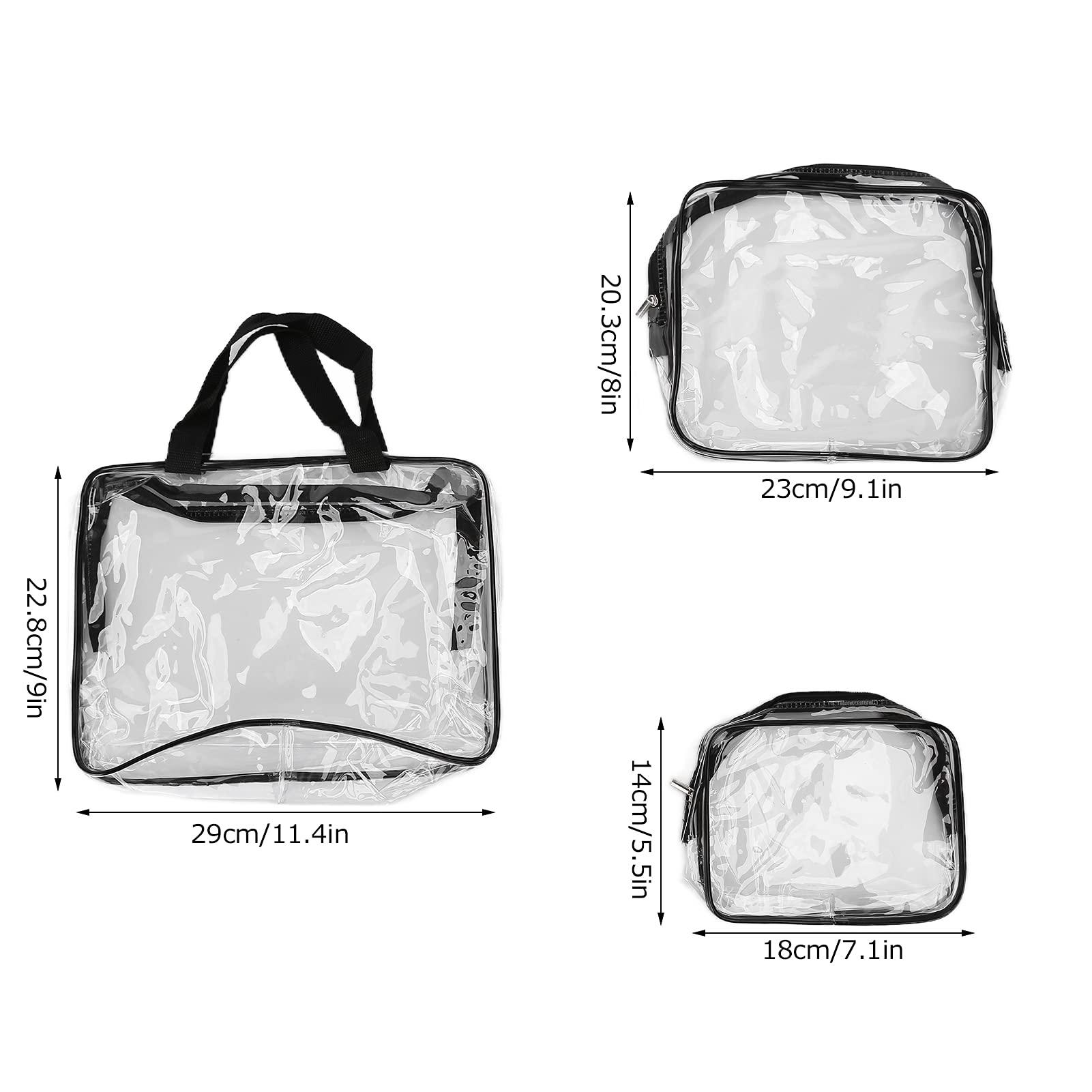 Uplory Uplory Makeup Bag, Cosmetic Bag Pvc Transparent Thickness Easy To Clean Ell Structured Sturdy Zip Fastener, 3Pcs Travel Toiletry Bag For Travel Gym Bathroom Bedroom Daily Carry