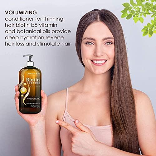 MAJESTIC PURE Majestic Pure Biotin with DHT Blocker Complex Shampoo & Conditioner Set (16 oz each) and Biotin Conditioner (16 oz) Bundle