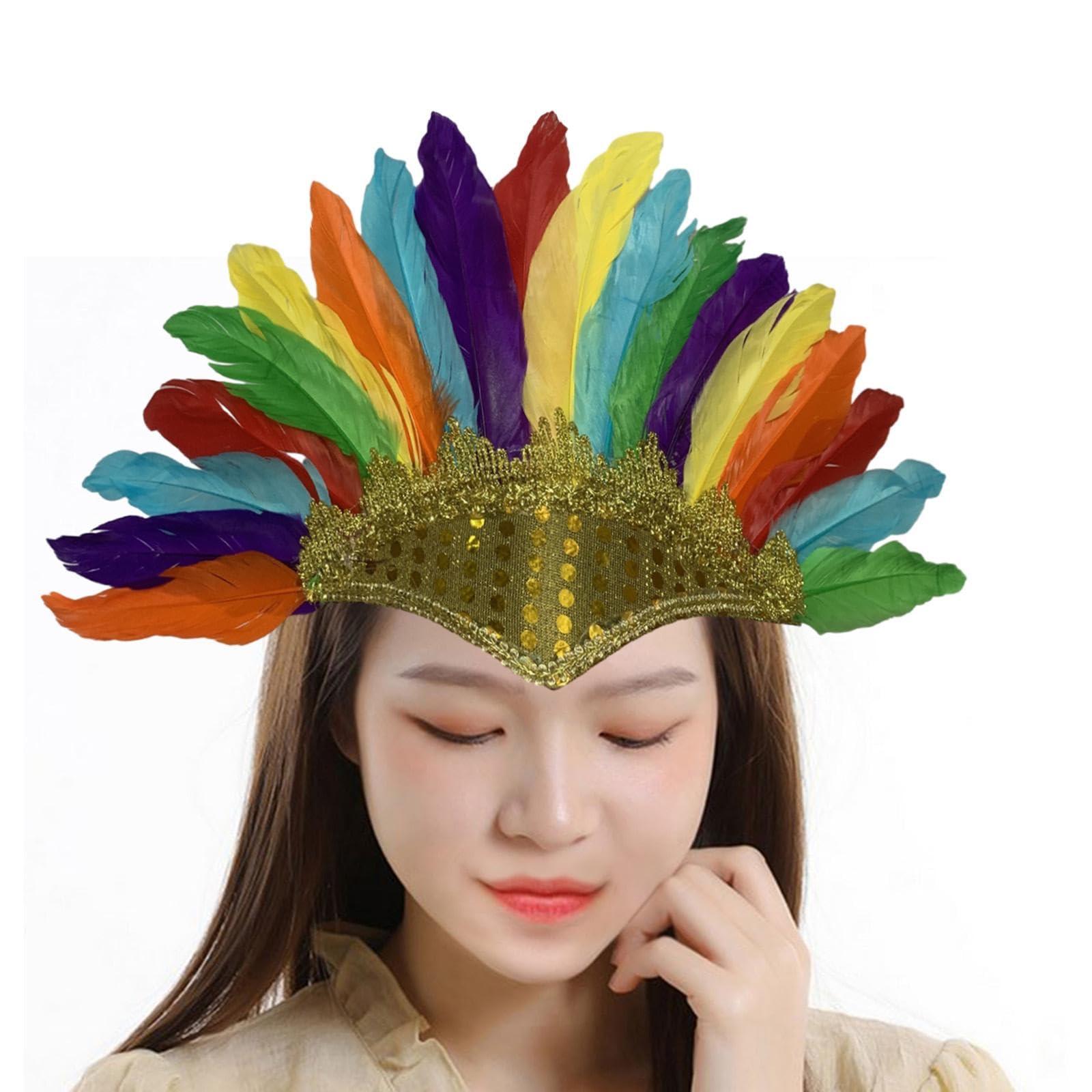 LCSVCCXA LCSVCCXA Feather Headdress Decoration American Chief Indian Headdress for Party Carnival Multi