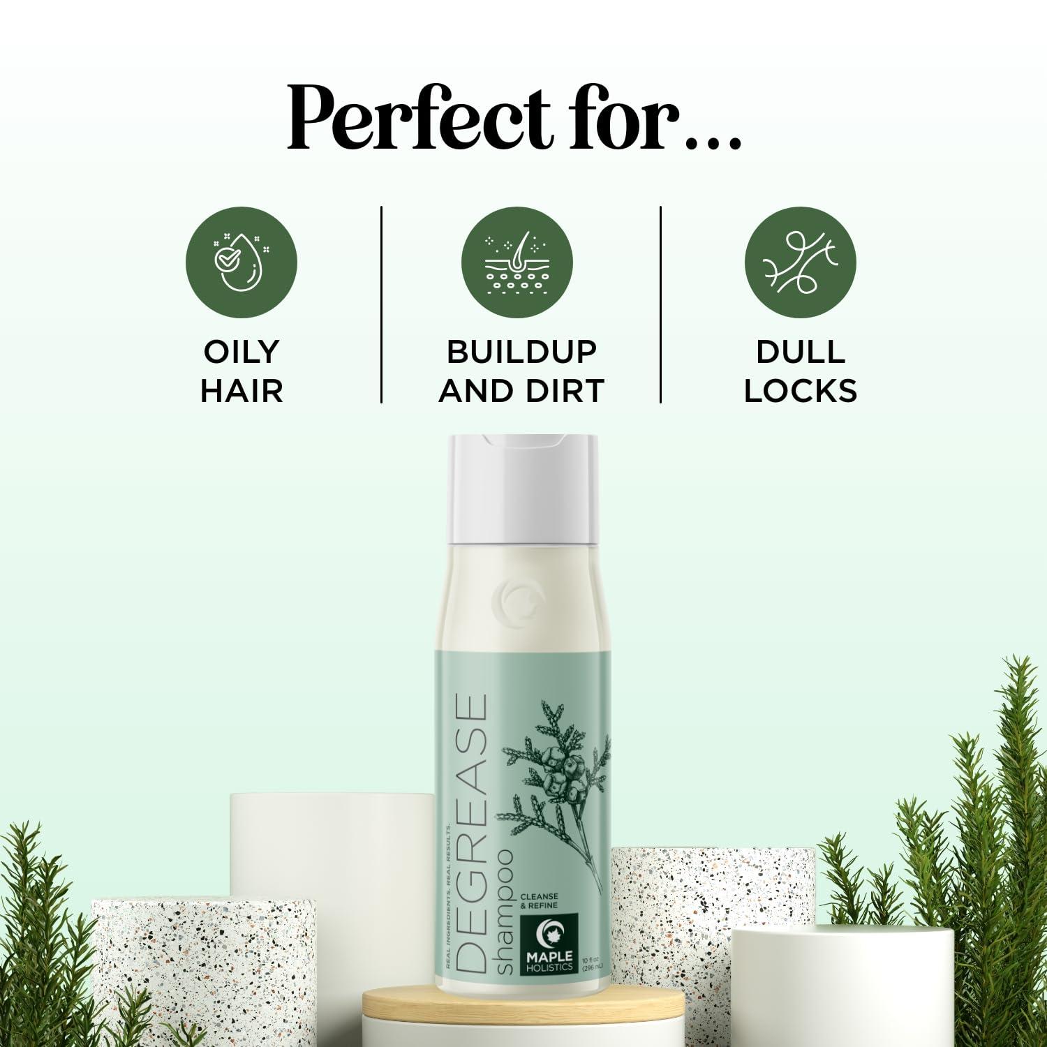 Maple Holistics Clarifying Shampoo for Oily Hair and Scalp - Deep Cleansing Shampoo Build Up Remover with Rosemary Oil - Degrease Shampoo for Greasy Hair & Scalp - Vegan Color Safe Sulfate & Paraben Free (10 Fl Oz)