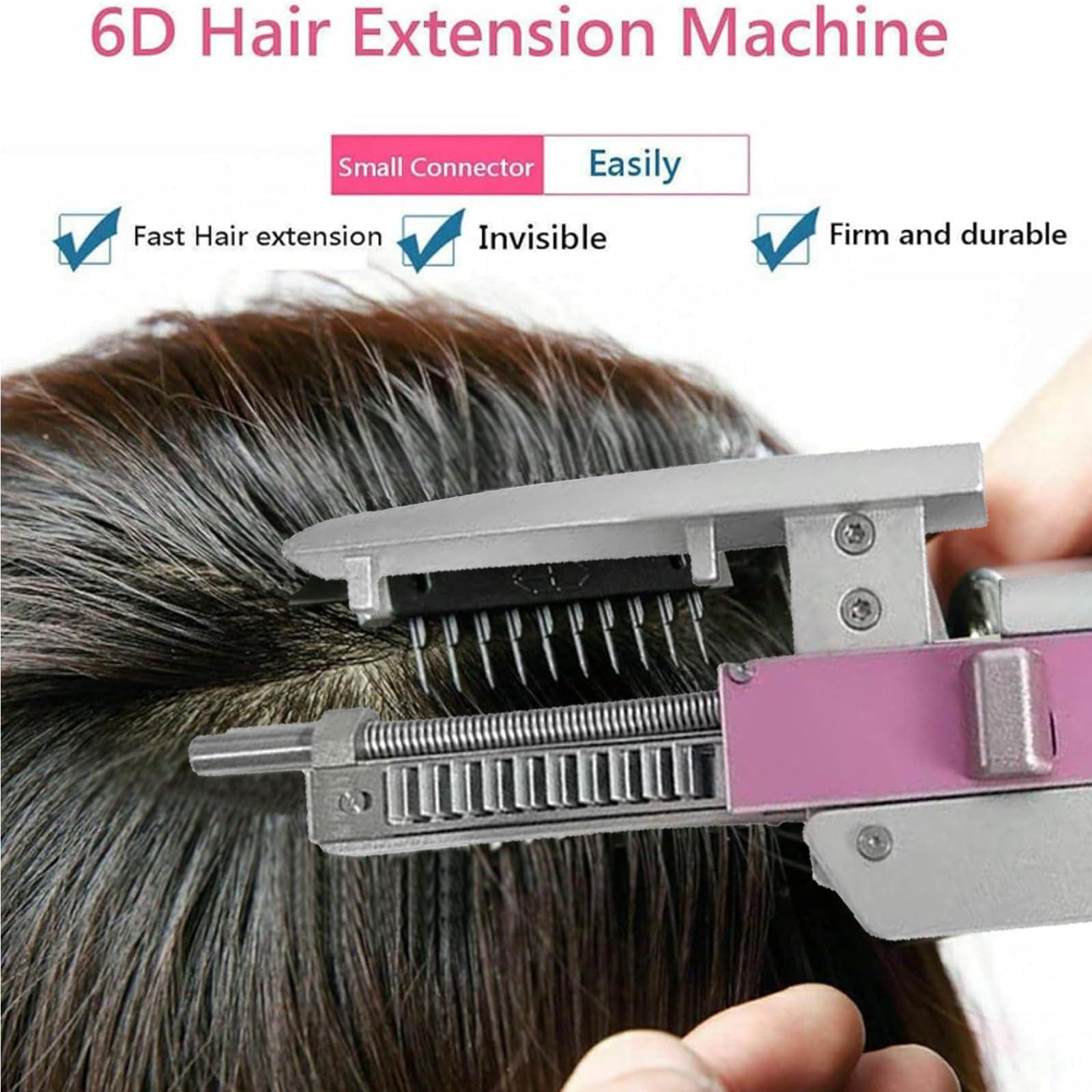 Generic 6d Hair Extensions Machine Kit 100% Human Hair, No-Trace Hair Extension/10-pin Invisible Seamless Hair Extension Fast Installation and Removal, Easy to Use - 1 Row 10 Bundles