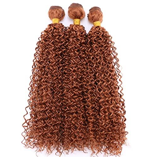 Qinhange 8-30 Inch Afro Kinky Curly Hair Bundles High Temperature Synthetic Hair Extensions For Black Women #613 18inches 3 pcs