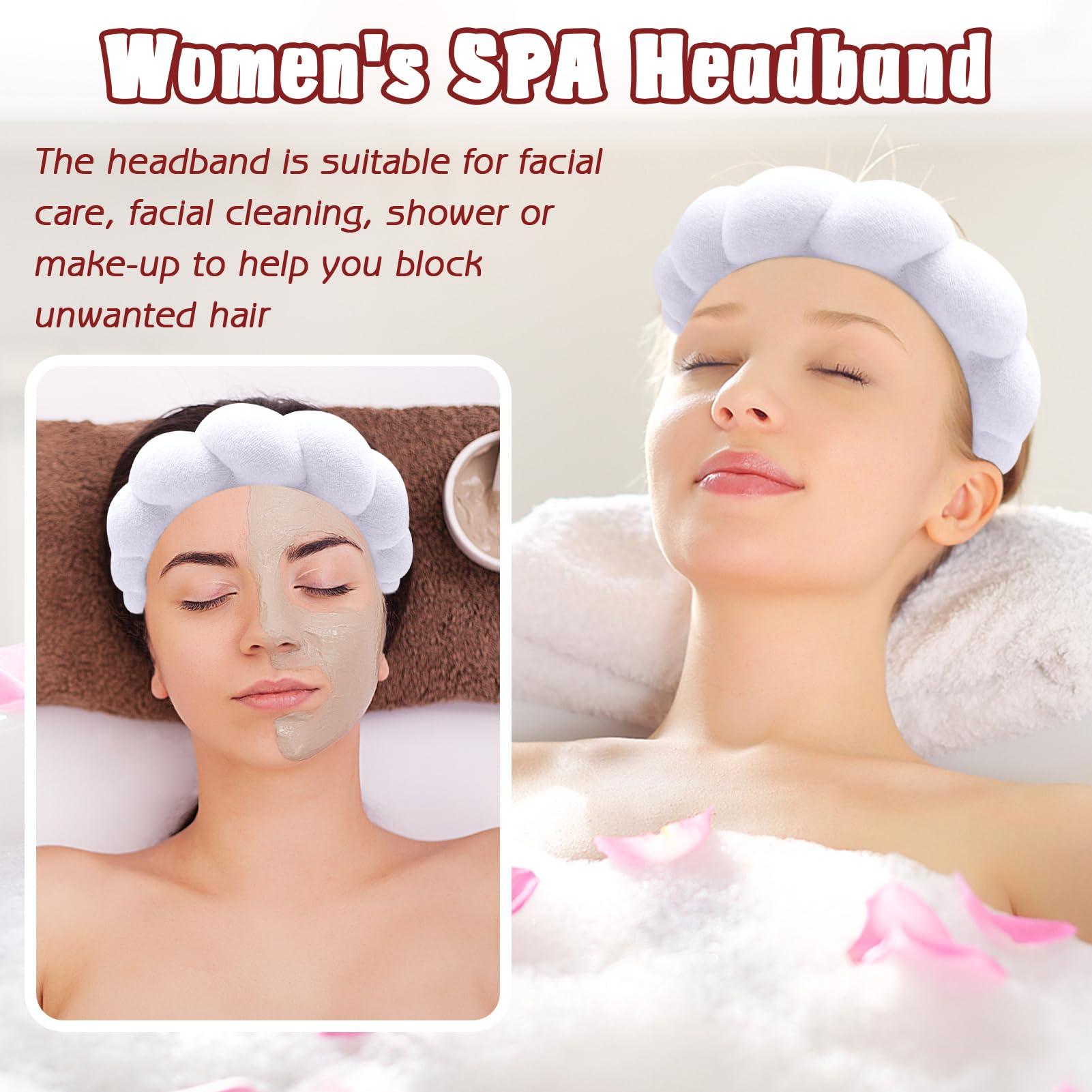 Zkptops Zkptops Spa Headband for Washing Face Wristband Set Sponge Makeup Skin Care White Headband Wrist Towels Bubble Soft Sponge Hairband for Women Puffy Headwear Winter Non Slip Thick Thin Hair Accessory