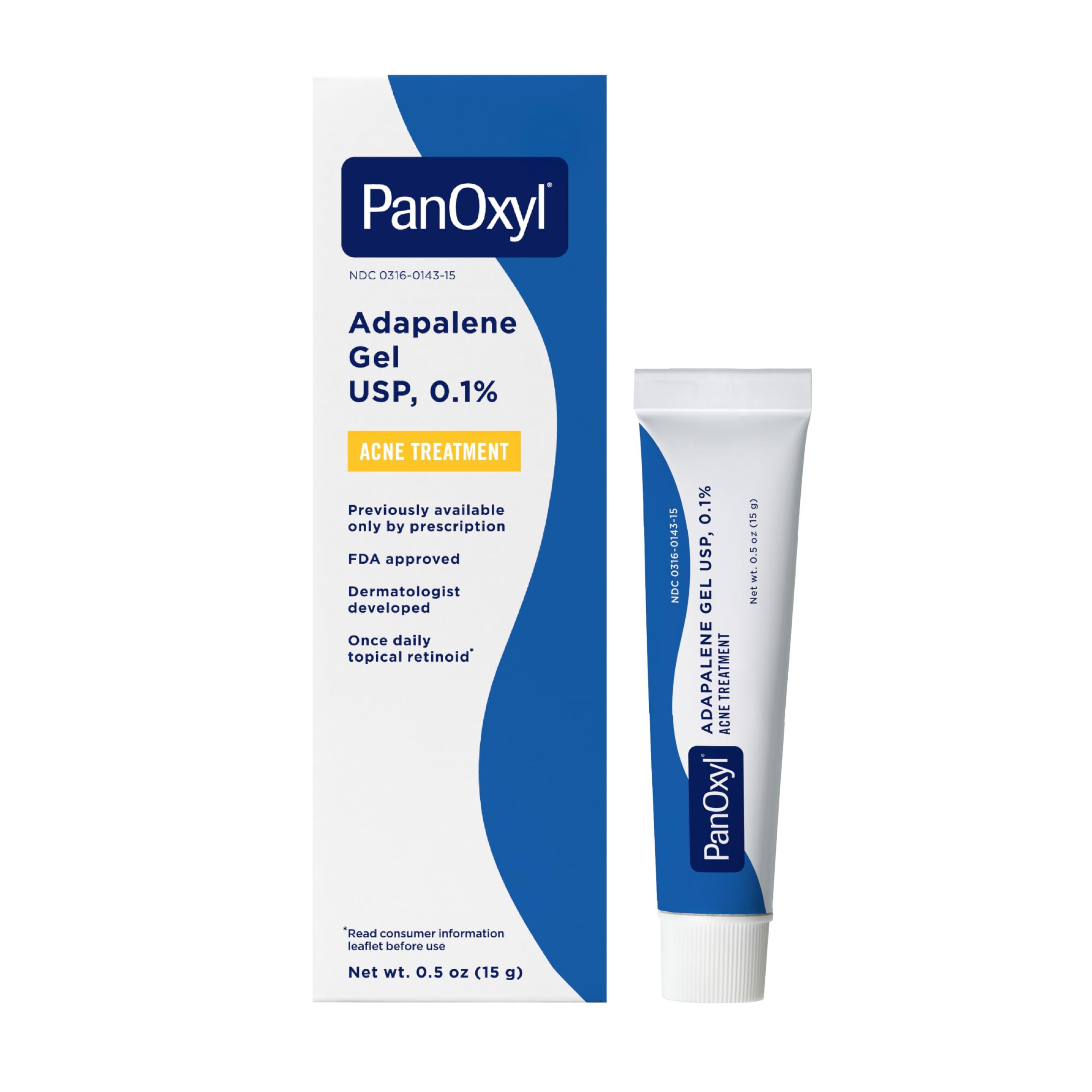 PanOxyl PanOxyl Adapalene 0.1% Leave-On Gel, 30 Day Supply, Retinoid Gel Acne Treatment, Acne Prone Skin, Oil Free, Fragrance Free, 0.5 oz