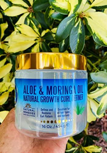 Nefertiti's Secrets Nefertiti's Secrets Natural Growth Curl Definer | Aloe Vera and Moringa Oil for Hair Growth & Moisture | Strong Hold | Frizz Controller | Curly Hair Products for Women | 16 Oz / 454 mL