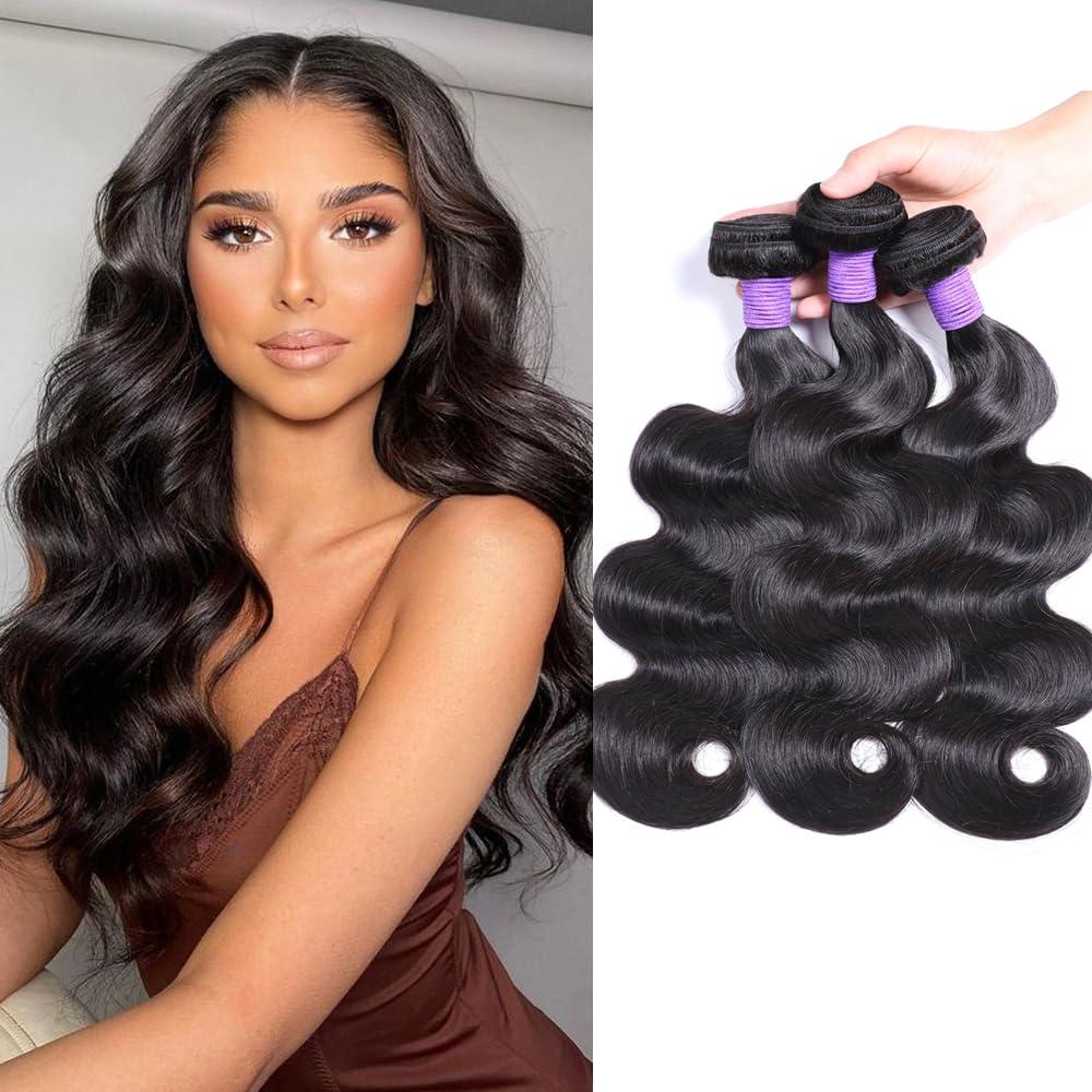 3 Body Wave Bundles Human Hair 18 20 22 Inch 100 Unprocessed Brazilian Virgin Body Human Hair Weave Extensions for Black Women