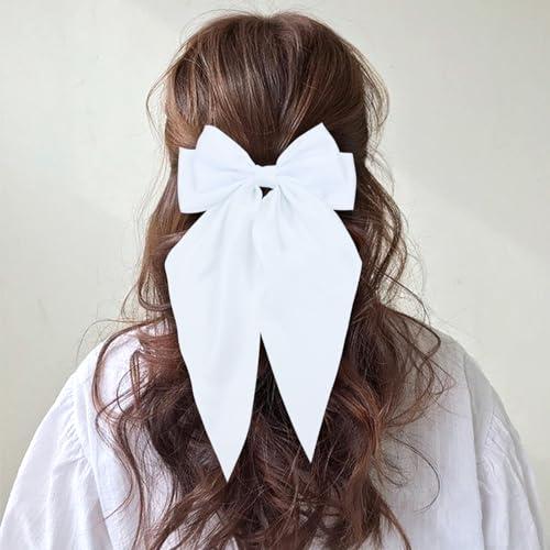 Cinaci Cinaci 8 Pieces Silky Satin Big Hair Bows for Women Girls Teens, Fancy Long Tail Bow Hair Clips French Hair Barrettes Hair Accessories