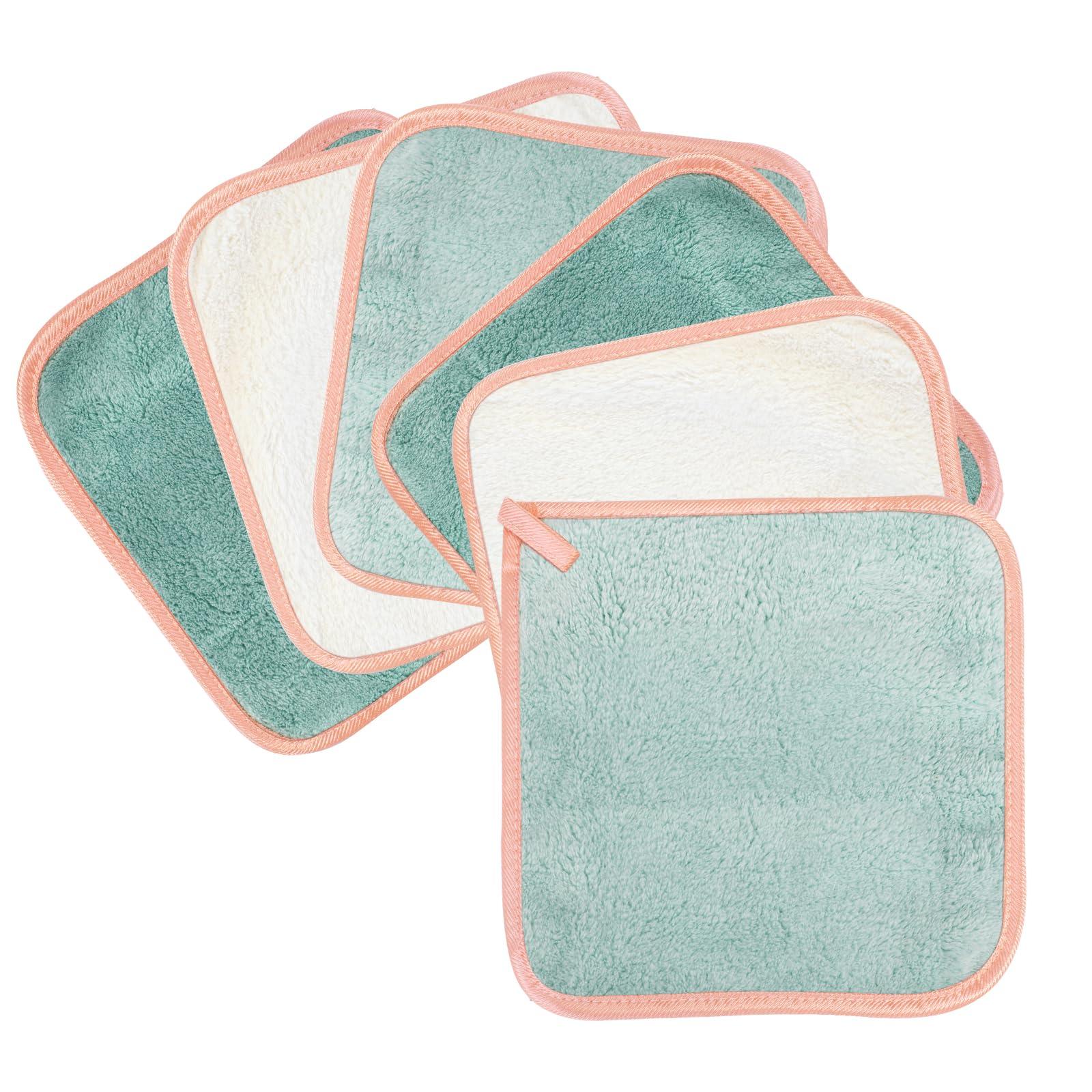 PHOGARY PHOGARY Microfiber Makeup Remover Cloth, 6 Pack Reusable Makeup Eraser Cloth for Face, Microfibre Erase Your Face Washcloths, Make up Cloth Remover Towel - Gentle on Skin (8 x 8in, Green)