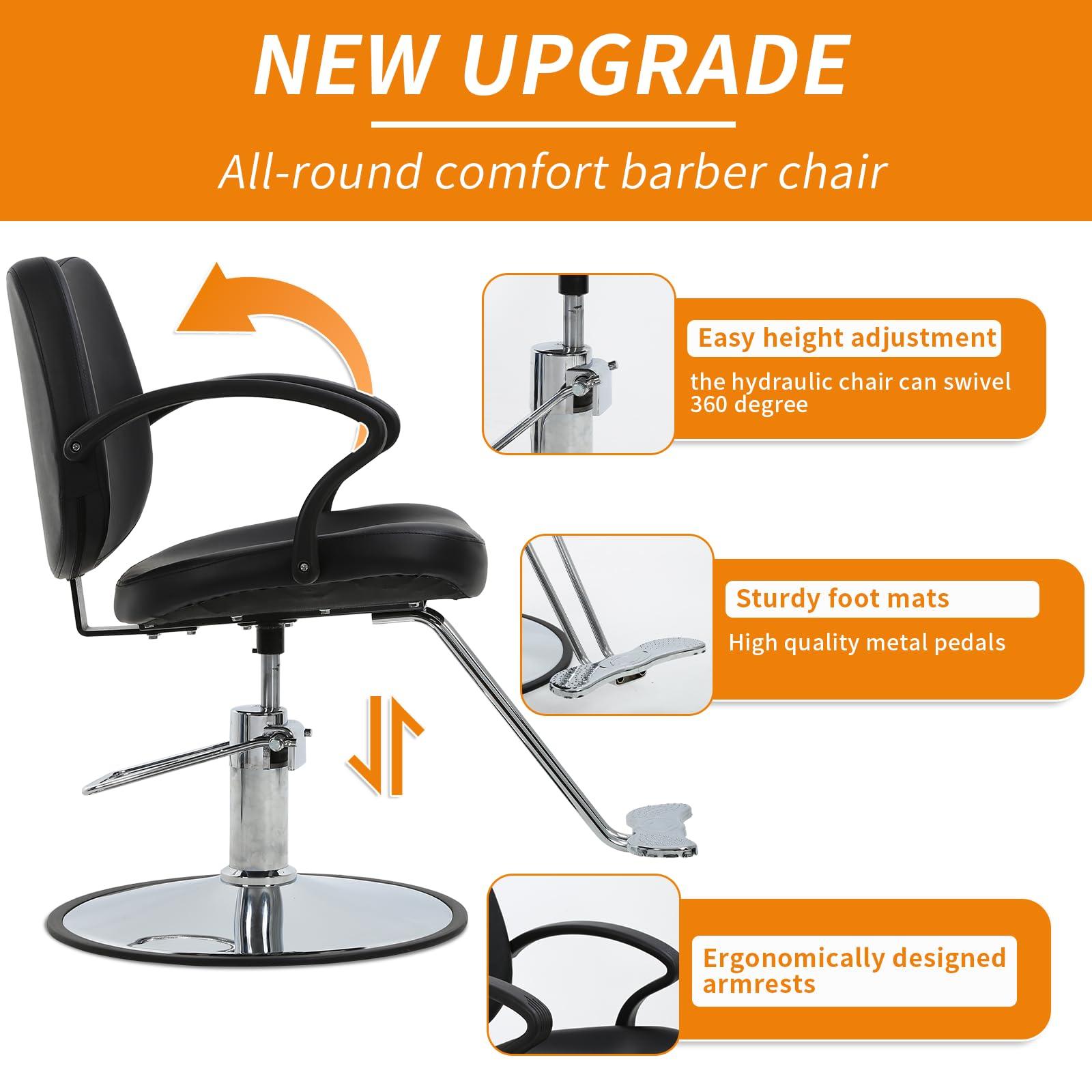 Dkelincs Professional Barber Salon Chair 360 Degree Swivel Massage Shampoo Chair for Adult, Kids, Leather Heavy Duty Lift Recliner Chair,Artist Hair Styling Chair Adjustable Chair for Barber Shop Tattoo,Black