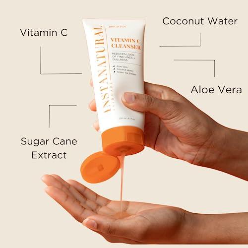InstaNatural InstaNatural Vitamin C Cleanser Face Wash, Brightens and Reduces Signs of Aging, Fine Lines and Uneven Texture, with Coconut Water and Aloe Vera, 6.7 FL Oz - 3 Pack