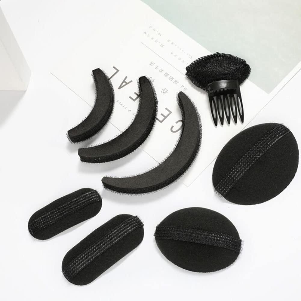 vipolish 8 PCS Black Hair Bump It Up Inserts Set for Women - Sponge Bases, Combs, Clips, and Extensions Accessories for Heightening Hairstyles