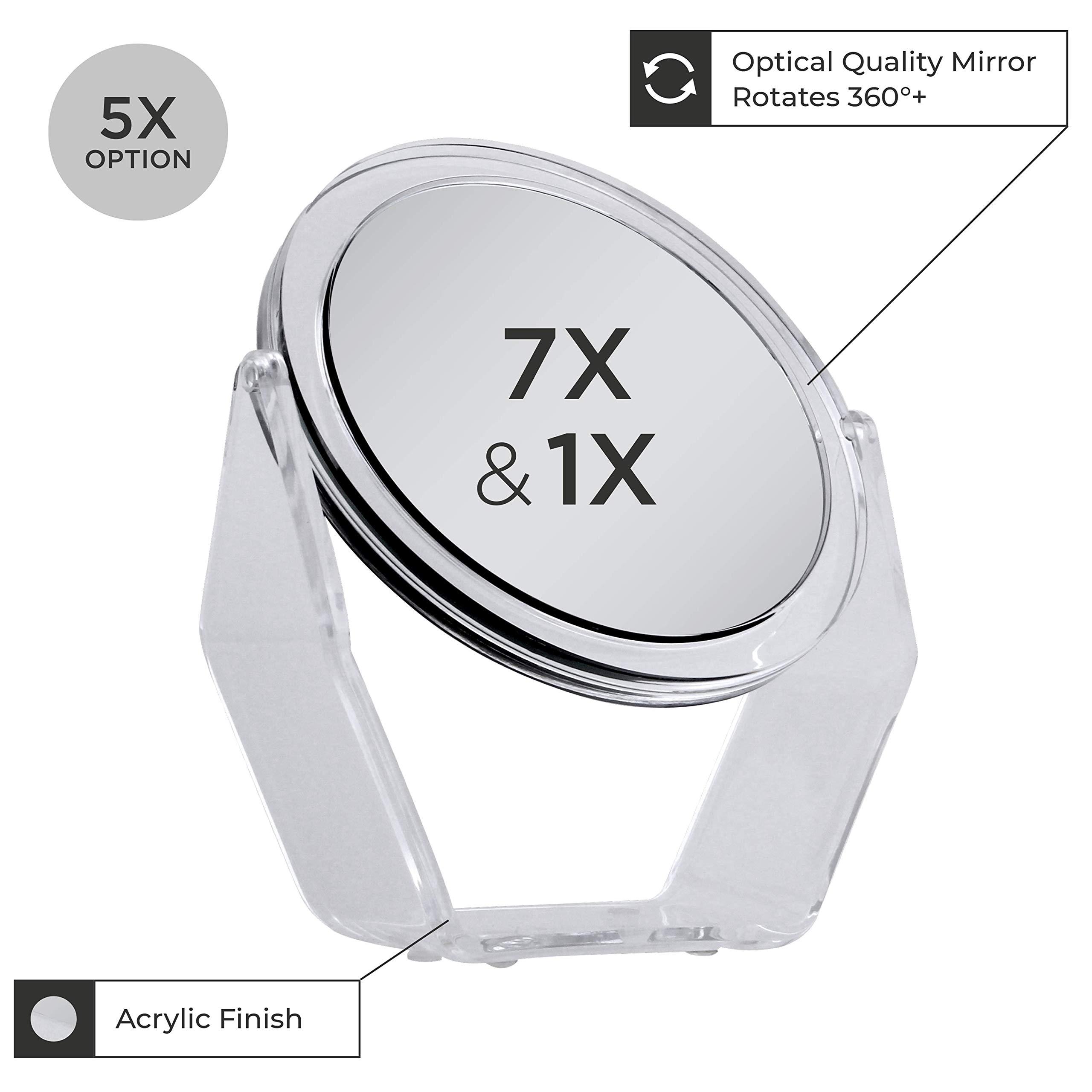 Zadro Zadro Two-Sided Swivel 7X/1X Magnification Acrylic Vanity Makeup Mirror for Bedroom, Bathroom and Tabletop
